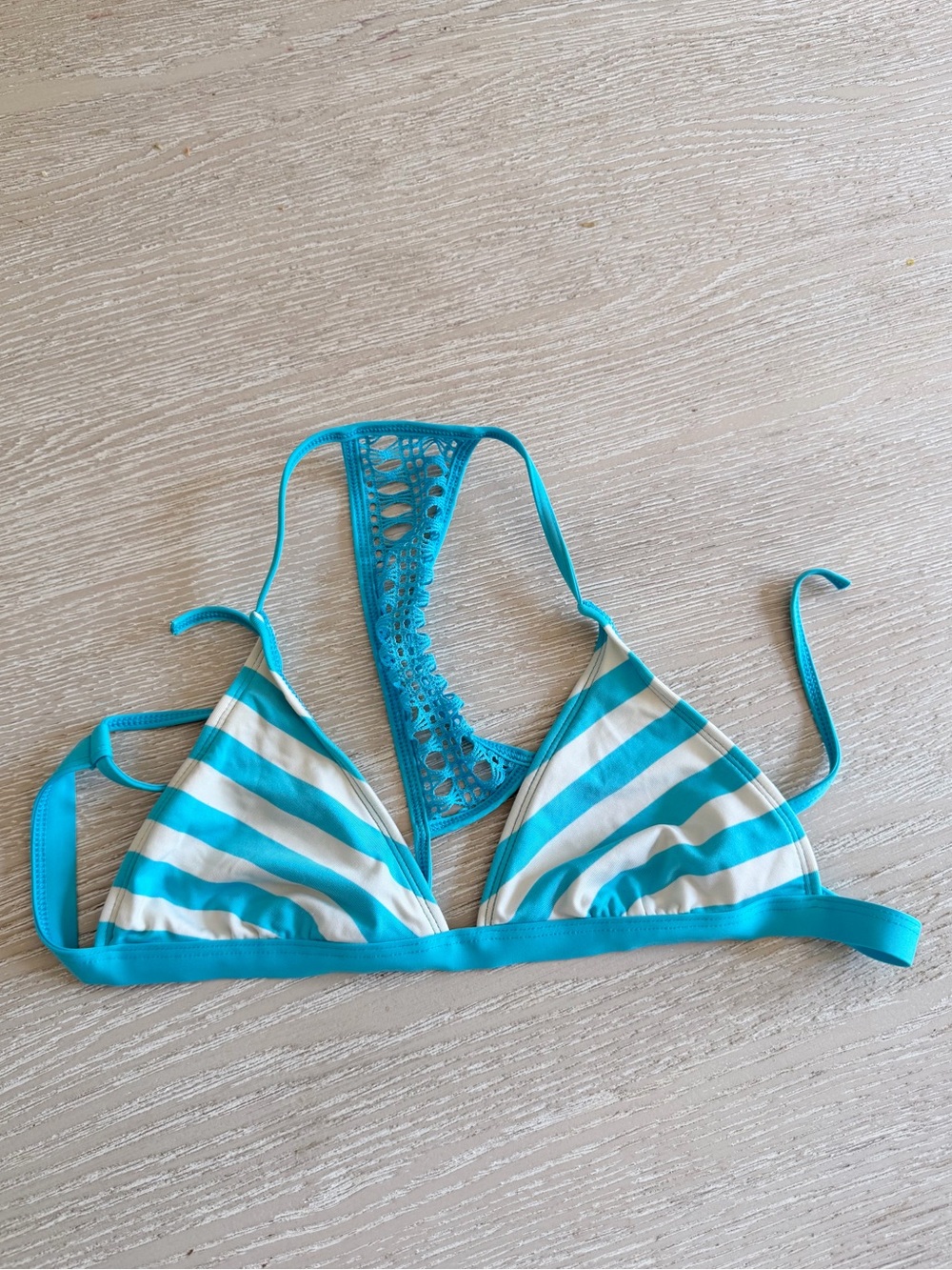Ella Moss Striped Crocheted T-Back Bikini top, Small